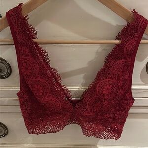Victoria's Secret Red Lace Bra with Scalloped Edges